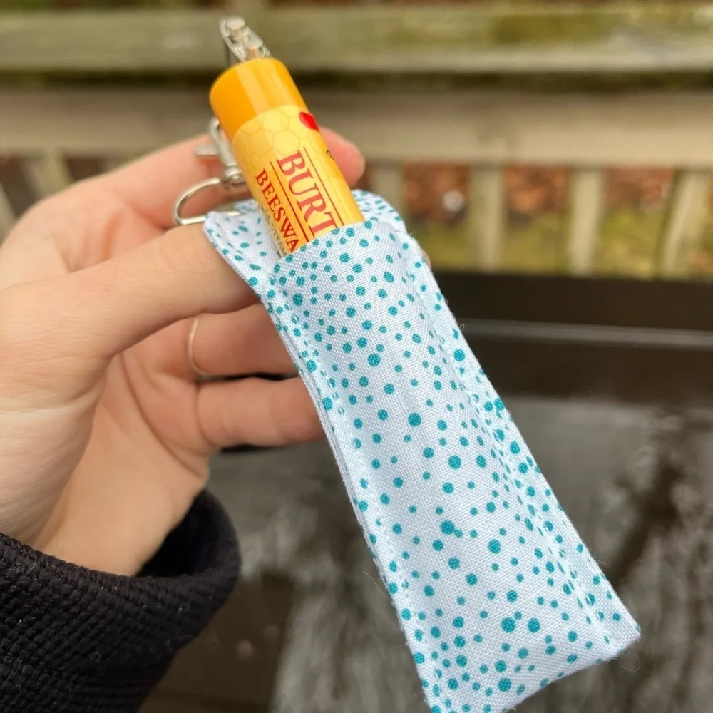 Handmade Burt’s bees chapstick holder with swivel keychain